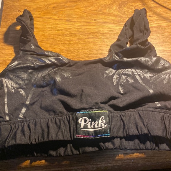 PINK Victorias Secret Ultimate Unlined Bra Caged Opening Size large Palm Tree - Picture 1 of 3